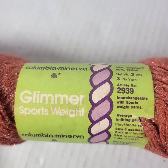 Lot of 6 Skeins Vintage Columbia Minerva Glimmer Sports Weight Yarn - Picture 3 of 6